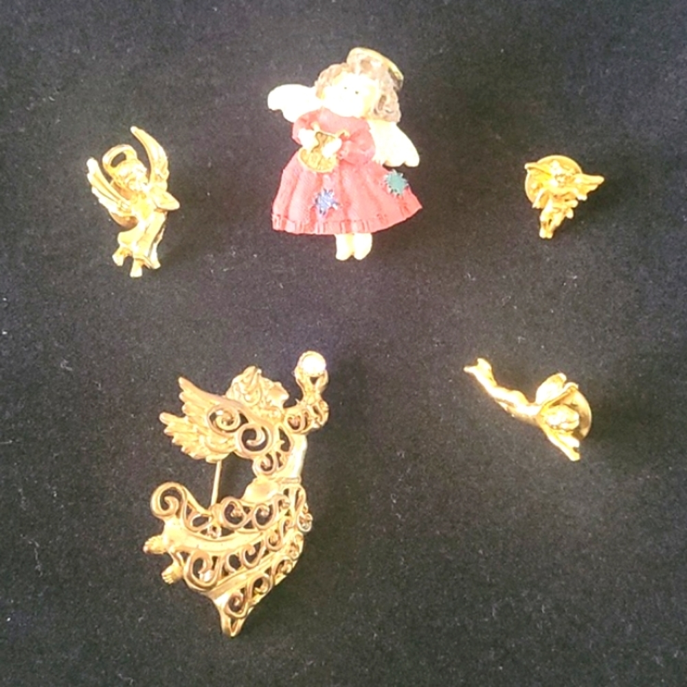 5 Pc Angel Pin/ Brooch Collection